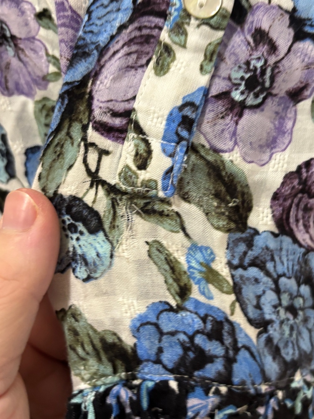 Jane + Delancey Floral Tiered Tunic Blouse Blue Purple Ruffle Blouse Size XL - Picture 3 of 6